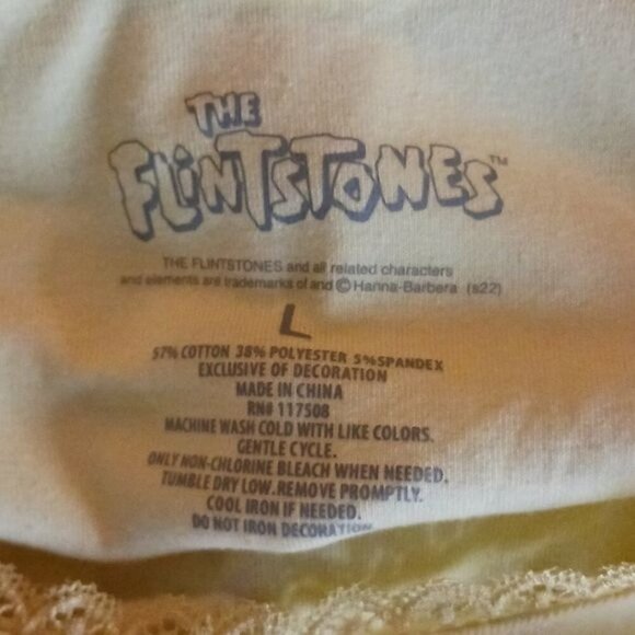 The Flintstones Graphic Tank Top Womens Size L Yellow Vintage Cartoon Y2K Tee - Picture 7 of 7